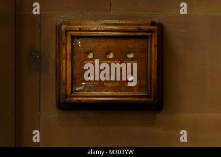 Wood panel indicating positions and rooms in the John Rylands Library Stock Photo