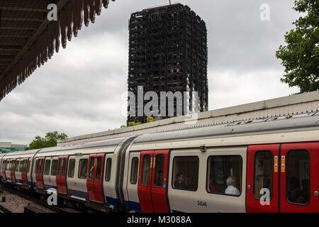 London, United Kingdom. Grenfell Tower, Latimer Court station. Stock Photo