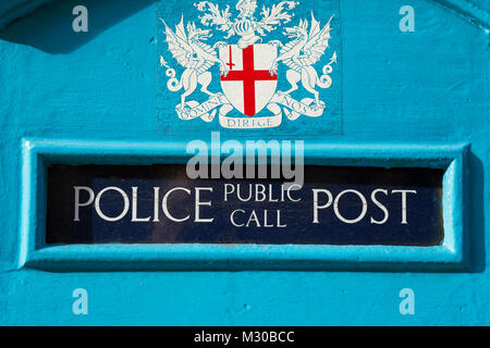 Historic blue police call box Stock Photo