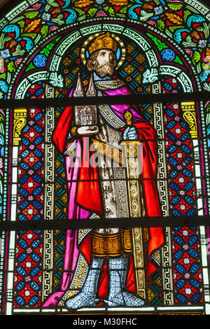Germany, Rhineland-Palatinate, Bopppard, Church of St Severus, Stained Glass Window Stock Photo