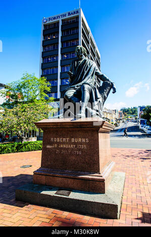 Robert Burns memorial on the Octagon, Dunedin, South Island, New Zealand Stock Photo