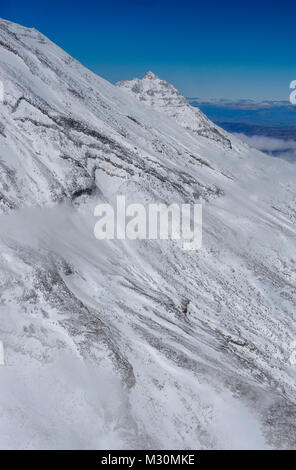 Aerial of the slopes of Mount Ruapehu, Tongariro National Park, North Island, New Zealand Stock Photo