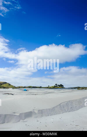 White sand dunes on Wharariki Beach, South Island, New Zealand Stock Photo