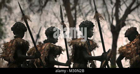 Costumed people in Kalibo, Aklan, Panay Island, Philippines Stock Photo