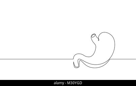 Single continuous line art anatomical human stomach silhouette. Healthy medicine concept design world digestive health day one sketch outline drawing vector illustration Stock Vector