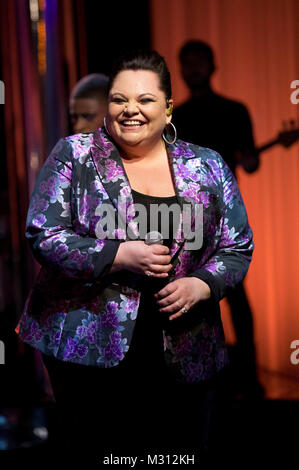 Keala Settle performing during filming of the Graham Norton Show at The London Studios, to be aired on BBC One on Friday. Stock Photo