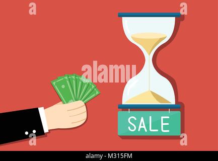 Businessman want to buy time by his money, vector design Stock Vector