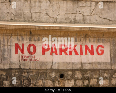 No parking sign in the city of Mysore, India. Stock Photo