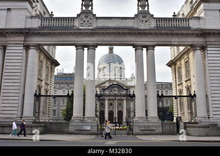 Buildings of Department Of The Taoiseach on Merrion Street Upper in Dublin in Ireland. Stock Photo