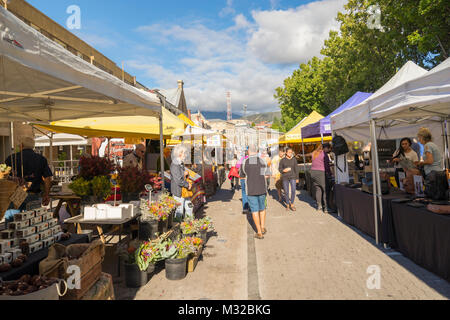 Salamanca Market is a street market in Salamanca Place, Hobart, Tasmania, Australia Stock Photo