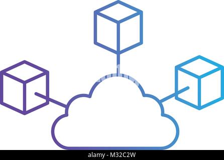 cubes network isolated icon Stock Vector