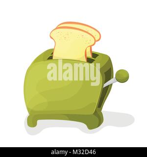 illustration of a cartoon toaster on a white background Stock Vector