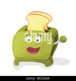 illustration of a cartoon toaster on a white background Stock Vector