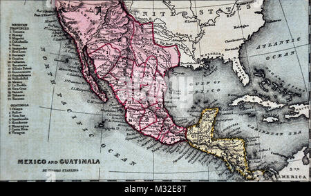 Starling 1834 Map - Mexico - New Albion California Texas Guatemala Baja Mexico City San Francisco Stock Photo