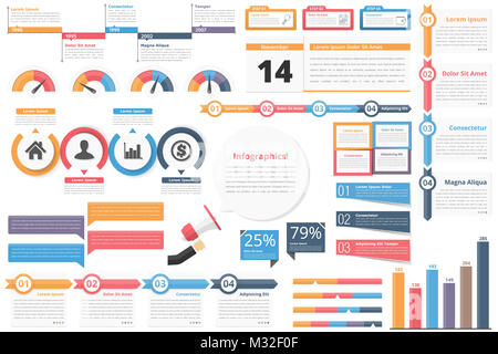 Infographic elements-timeline, process charts, workflow diagrams, steps, options, indocators, bar graph, vector eps10 illustration Stock Photo