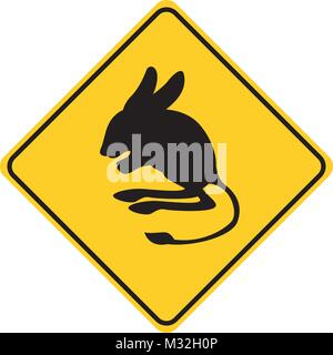 dipus silhouette animal traffic sign yellow  vector  Stock Vector