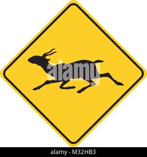 saiga silhouette animal traffic sign yellow  vector  Stock Vector