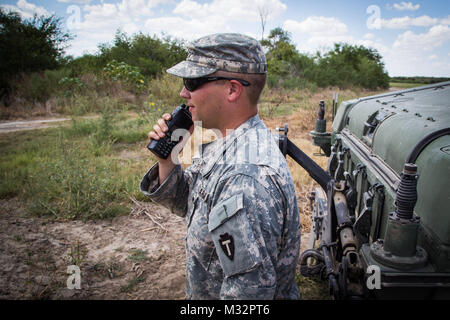 A soldier from the 36th Infantry Division, Texas Army National Guard conducts operations at the Texas-Mexico border. The soldier is serving in support of Operation Strong Safety. (U.S. Army photo by Maj. Randall Stillinger) 140824-A-AF730-821 by Texas Military Department Stock Photo