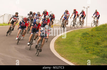 Athletes compete in cycling during the Invictus Games in London, UK, on 13 September 2014.   FootStomp Photo/Roger L. Wollenberg Invictus Games Cycling by Air Force Wounded Warrior Stock Photo