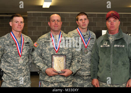 Soldiers and airmen participate in the Sergeants’ Major Matches on March 23 at the Camp Gruber Training Site near Muskogee. (U.S. Army photo by Sgt. 1st Class Darren D. Heusel, Joint Forces Headquarters Public Affairs) Sergeants u2019 Major Matches 244 by Oklahoma National Guard Stock Photo