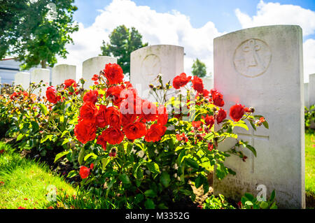 View on British cemetery by Ypres in Belgium Stock Photo