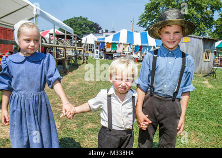 Kutztown Pennsylvania,Kutztown Folk Festival,Pennsylvania Dutch folklife,Amish,heritage,religion,tradition,custom,girl girls,female kid kids child chi Stock Photo
