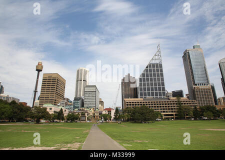 Sydney Central Business District viewed from The Domain park. Stock Photo