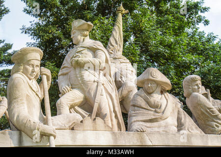 Pennsylvania,PA,Northeastern,Bucks County,Delaware River,Washington Crossing the Delaware Monument,Indiana Limestone,American Revolution,history,1776, Stock Photo