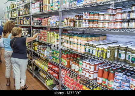 Philadelphia Pennsylvania,South Philly,South 9th Street,Italian Market,immigrant,neighborhood,market,imported products,jar,bottle,shelf shelves,displa Stock Photo