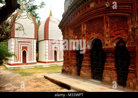 Terracotta works of Bengal on Temple walls Stock Photo