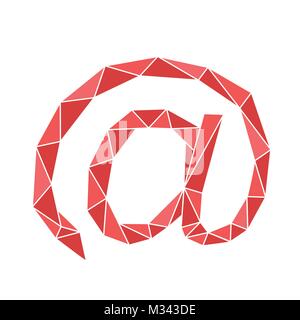 Red polygon at sign of email. Stock Vector