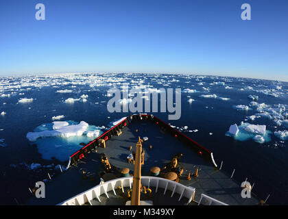 The Coast Guard Cutter Polar Star enters an ice field near the Balleny Islands Jan. 5, 2015, while en route to Antarctica in support of the U.S. Antarctic Program, which is managed by the National Science Foundation. Military support to the USAP, dubbed Operation Deep Freeze 2015, is a multi-agency mission to support civilian scientific research in Antarctica. (U.S. Coast Guard photo by Petty Officer 1st Class George Degener) U.S. Coast Guard Journeys to the South Pole by #PACOM Stock Photo