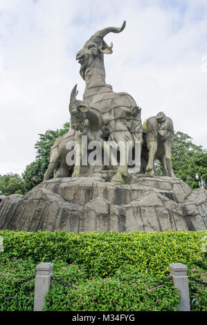 The Statue Five Goats, which was built in April 1960, one of the most famous landmark building in canton. Stock Photo