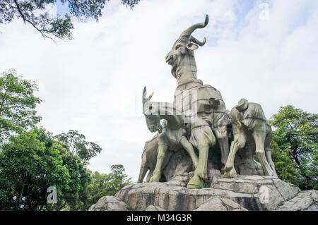 The Statue Five Goats, which was built in April 1960, one of the most famous landmark building in canton. Stock Photo