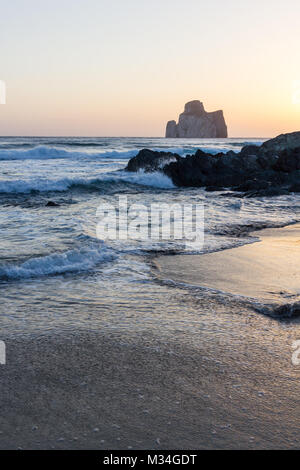 Waves at sunset on the Beach of Masua, Iglesias, Sud Sardegna province,  Sardinia, Italy, Europe Stock Photo - Alamy