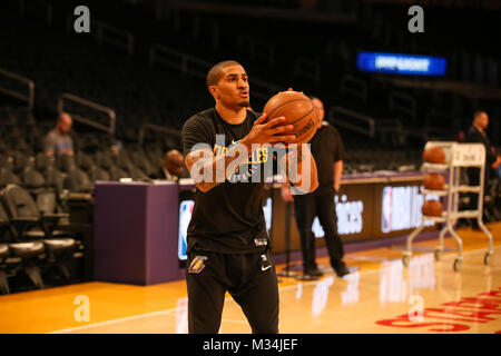 Los Angeles, CA, USA. 8th Feb, 2018. Los Angeles Lakers Gary payton Jr. during the Oklahoma City Thunder vs Los Angeles Lakers at Staples Center on February 8, 2018. (Photo by Jevone Moore) Credit: csm/Alamy Live News Stock Photo