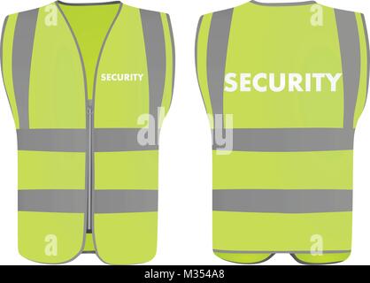 Security safety vest, front and back view Stock Vector