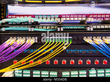 optical fibre information technology equipment in data center Stock Photo