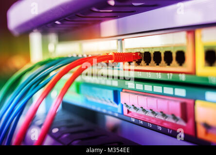 ethernet cable on network switches background Stock Photo