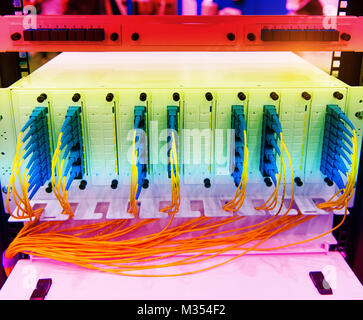 optical fibre information technology equipment in data center Stock Photo