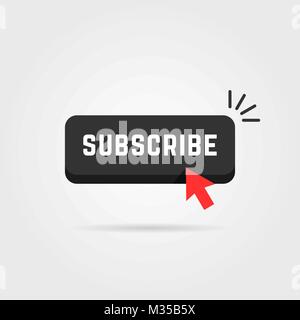 black subscribe button with shadow Stock Vector