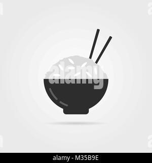 Bowl of rice icon. Flat illustration of bowl of rice vector icon for