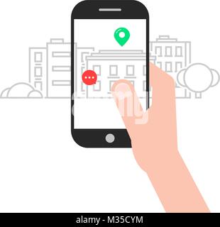 augmented reality with linear city Stock Vector