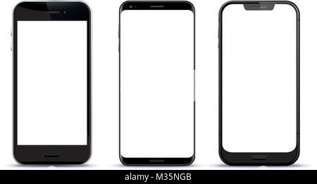 Black Smart Phones Vector Illustration Stock Vector