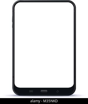 Black Tablet Computer Vector Illustration isolated on white. Stock Vector
