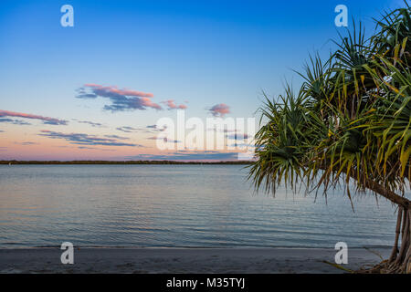 Sunrise at Pumicestone Passage, Golden Beach, Sunshine Coast, Queensland, Australia Stock Photo