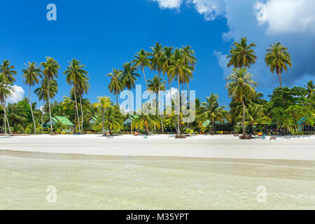 Palm trees on the perfect tropical white sand beach on Koh Kood island in Thailand Stock Photo