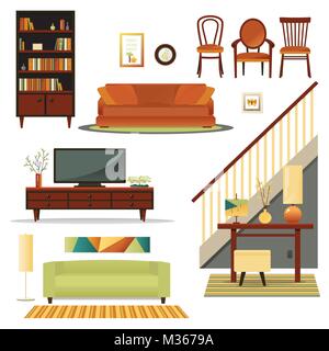 Set of interior furniture .Vector mobiles . Stock Vector