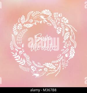 Vector wreath on light pink background . Stock Vector