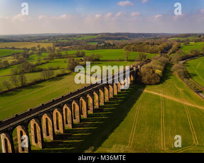 Ouse Valley Viaduct, Sussex, UK Aerial view Stock Photo